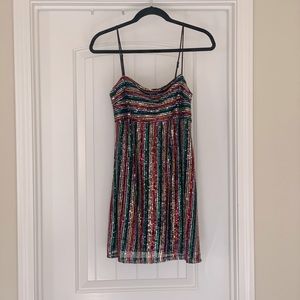 Three pink hearts sequin mini party dress